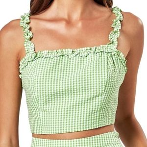 Charlie Holiday Apple Gingham Mason Top - Sz M NEW